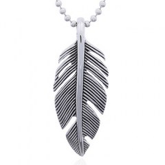Angular 925 Silver Feather Pendant Fixed Bail