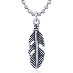 Oxidized 925 Silver Feather Pendant by BeYindi