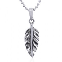 Angular 925 Silver Feather Pendant by BeYindi