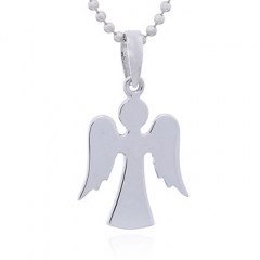 Stamped Plain Silver Angel Pendant