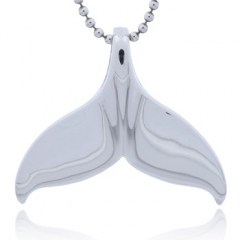 925 Sterling Silver Whale Tail Fin Pendant Marine Life Jewelry
