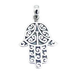 Ajoure 925 Sterling Silver Hand of Fatima Designer Pendant by BeYindi