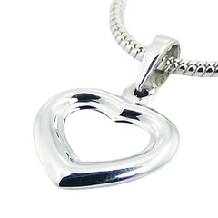 Small Convexed Open Heart 925 Sterling Silver Pendant by BeYindi 2