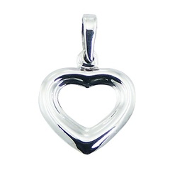 Small Convexed Open Heart 925 Sterling Silver Pendant by BeYindi 