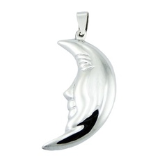 925 Sterling Silver Moon Pendant Convexed Profile Of The Moon
