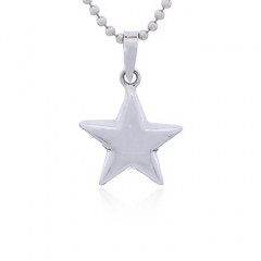 Small 925 Silver Star Charm Pendant Convexed Shiny Star