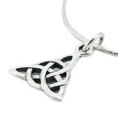 Small Celtic Sterling Silver Pendant Celtic Knot Triangle by BeYindi 