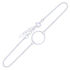 Circle Plain Charm In Sterling Silver Chain Bracelet by BeYindi