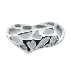 Sterling Silver Pendant Hearts In Convexed Heart Openwork