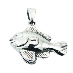 Sterling Silver Pendant Beautiful Detailed Fish Charm