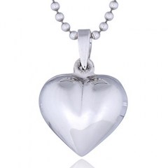 Lovely Puffed Heart Pendant Petite Plain Sterling Silver