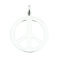 Medium Sized Sterling Silver Fashion Pendant Peace Symbol