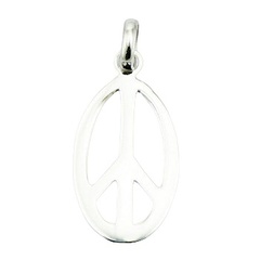 Sterling Silver Openwork Ovate Shaped Peace Pendant