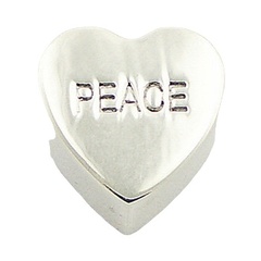 Engraved "PEACE" Sterling Silver Clear Message Heart Pendant