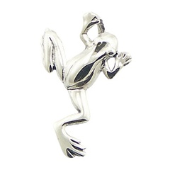 Sterling Silver Jumping Frog Pendant Shiny Details