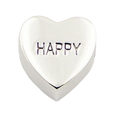 Petite "Happy" Sterling Silver Engraved Boxed Heart Pendant