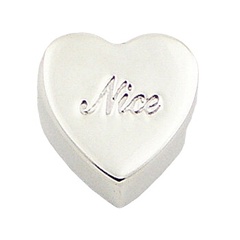 Plain 925 Silver Shiny Boxed Heart Pendant Engraved "Nice"