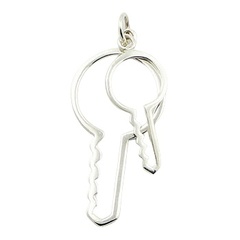 Open Small Key - Large Key Symbolic Sterling Silver Pendant