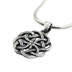 Celtic Knot Antiqued Sterling Silver Openwork Round Pendant by BeYindi 