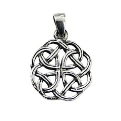 Celtic Knot  Antiqued Sterling Silver Openwork Round Pendant