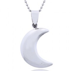 Three Dimensional Fashionable Moon Pendant Sterling Silver