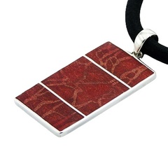 Double Sided Sponge Coral Rectangle Sterling Silver Pendant