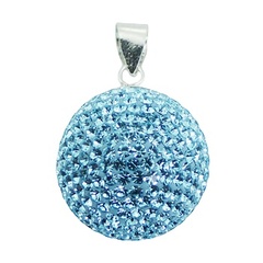 Czech Crystal 925 Silver Pendant 20mm Light-Blue Sphere
