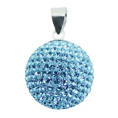 Trendy Czech Crystal Pendant 925 Silver Light-Blue Sphere