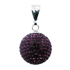 Czech Crystals Pendant 925 Silver Purple Glitter Sphere