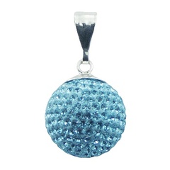 Czech Crystals Pendant 925 Sterling Silver Ice-Blue Sphere