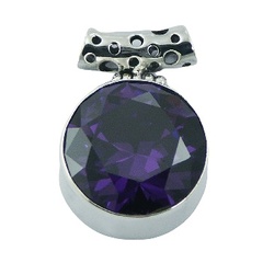 Handmade Faceted Round Cubic Zirconia Sterling Silver Pendant