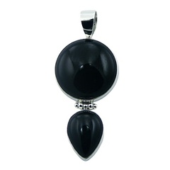 Black Agate 925 Silver Hinged Glossy Gemstone Pendant by BeYindi