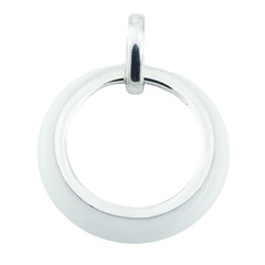 Hydro Quartz Hoop Pendant Silver White Glass Jewelry