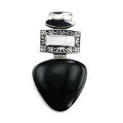 Mother of Peal Inlay Black Agate Stylish Sterling Silver Pendant