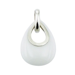 White Agate Gemstone Open Drop In Drop 925 Silver Pendant