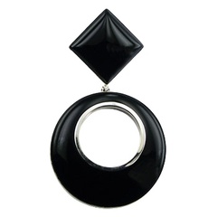 Complimentary Shapes Black Agate Gemstone Silver Pendant