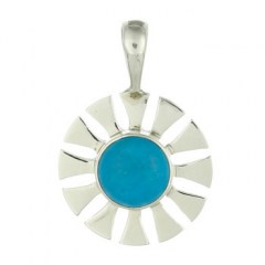 Howlite Turquoise Sun Pendant Sterling Silver Trapezium Rays