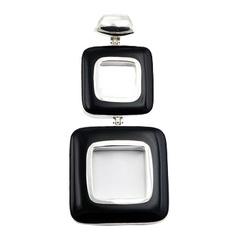 Highly Fashionable Black Agate Pendant Design Open Squares