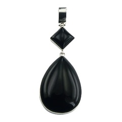 Contemporary Design Pendant Black Agate Sterling Silver
