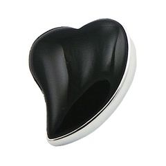 Asymmetrical Black Agate Heart Designer Pendant Sterling Silver