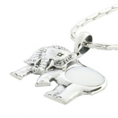 Marvelous Mother of Pearl Elephant 925 Silver Pendant by BeYindi 