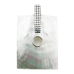 Handmade Natural Shell Pendant Ornate 925 Silver Rectangle