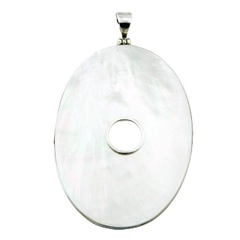 Natural Mother Of Pearl 925 Silver Pendant Original Shell Preserved