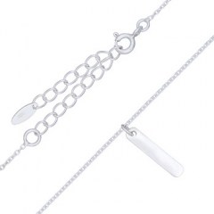 Plain Silver Long Plate 925 Chain Necklace