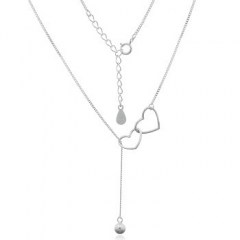 Adjustable Heart And Sphere Connection Silver Plated 925 Necklace