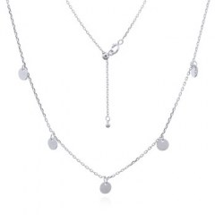 Circle Discs Threaded Silver Plated 925 Chain Necklace by BeYindi
