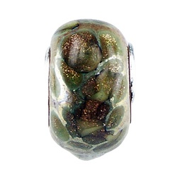Piece of Art Golden Silver Sparkle Murano Glass Bead by BeYindi