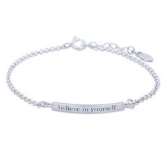 Silver Engraved Message Bracelet "Believe in Yourself" by BeYindi