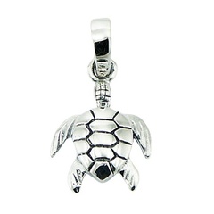 Sterling Silver Turtle Charm Pendant Ornamented Turtle