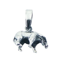 Chinese Zodiac Ornate Sterling Silver Ox Pendant